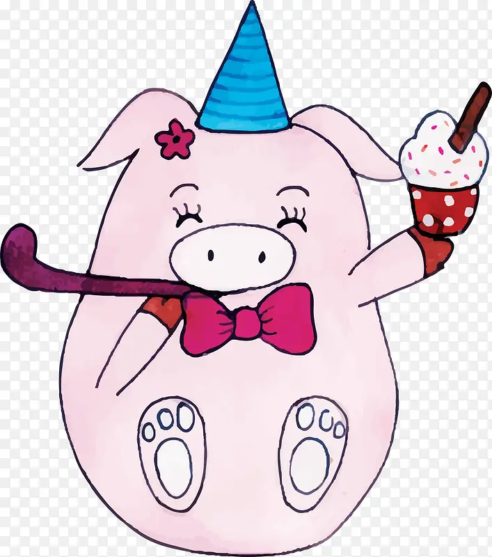 庆祝生日卡通小猪