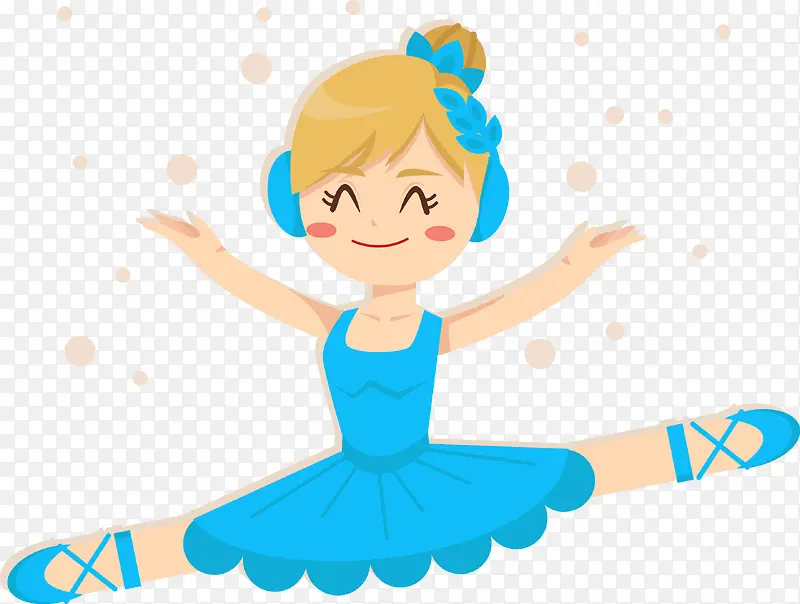 蓝裙子芭蕾舞女孩矢量素材
