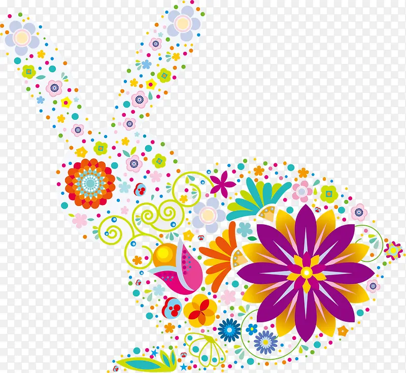 兔子 卡通兔子 扁平化 花朵 