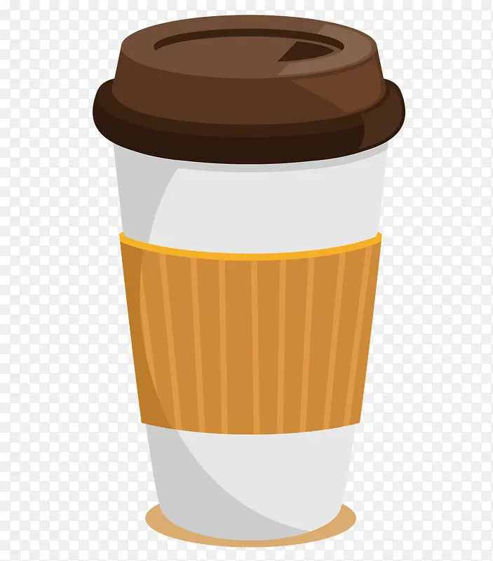 盖盖子杯咖啡饮料手绘牛奶咖啡手