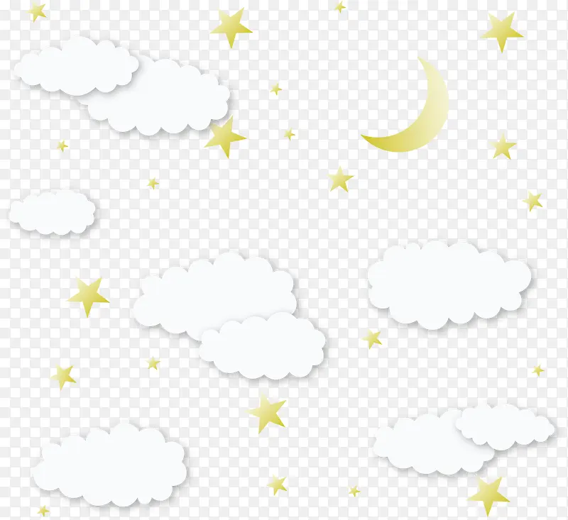 星星月亮和白云