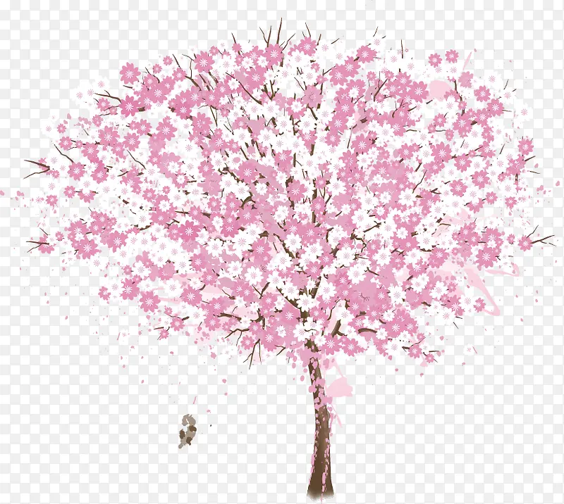 插画粉色的树