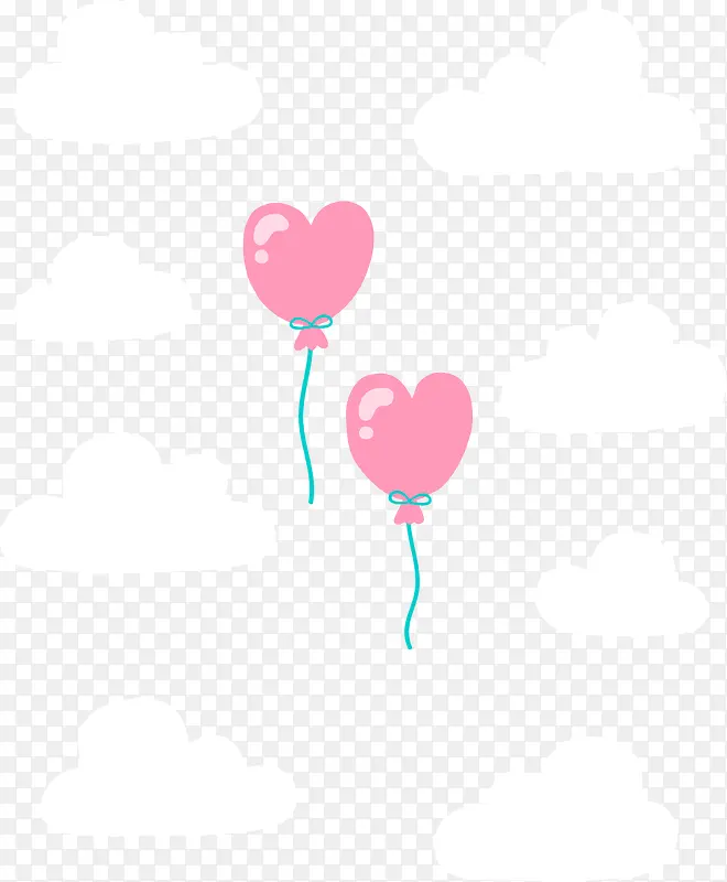 卡通粉色手绘心形气球