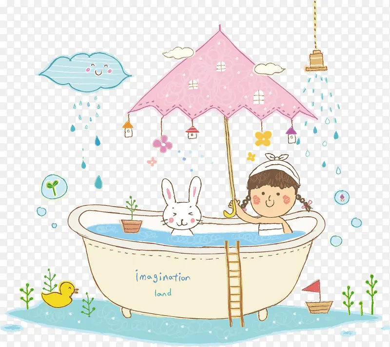 洗澡卡通素材