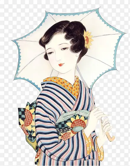 日式执伞的女人海报背景