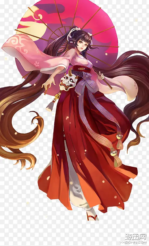 卡通日式少女举着伞PNG图片素材下载_图片编号9593192-PNG素材网