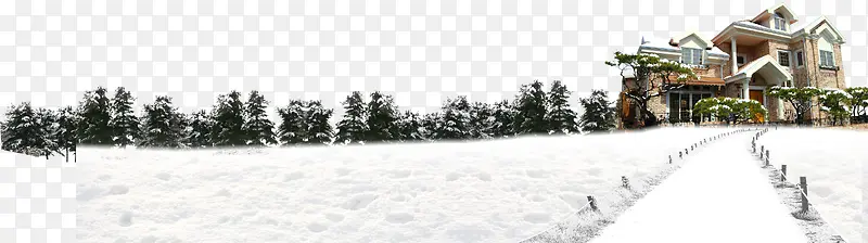 冬日雪景公园建筑
