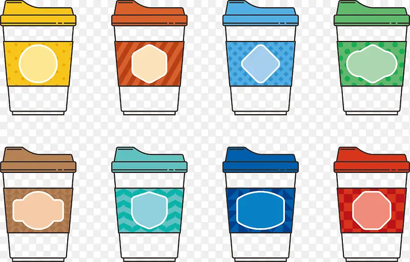 多款彩色矢量奶茶杯