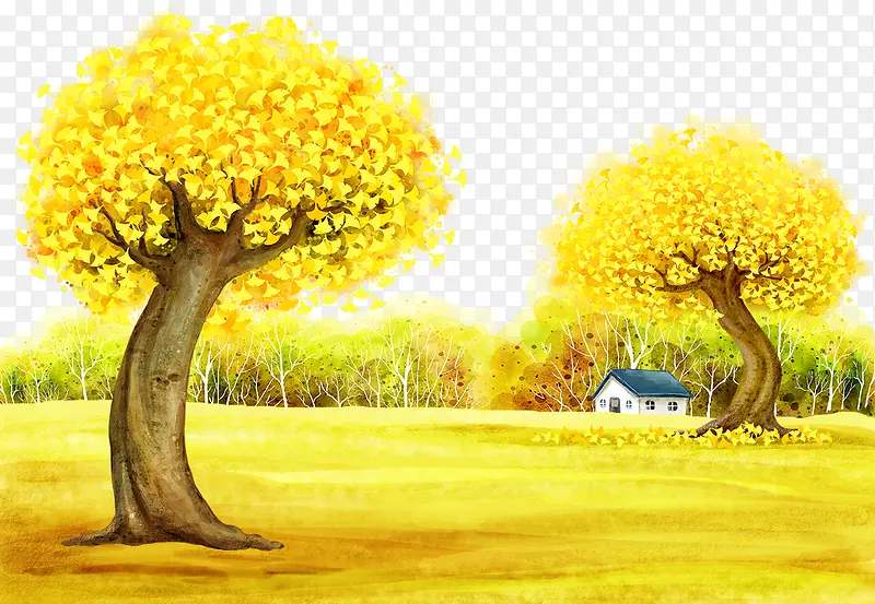 金色秋日树木美景
