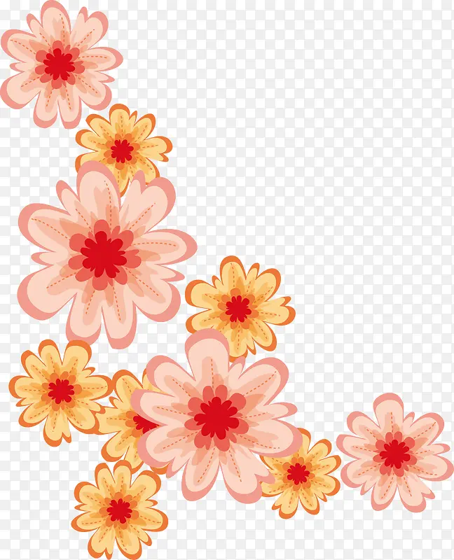 粉色花朵装饰矢量图