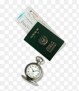 护照 机票 怀表