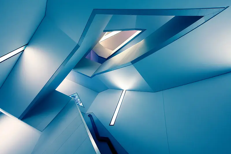 蓝色抽象建筑物灯光
