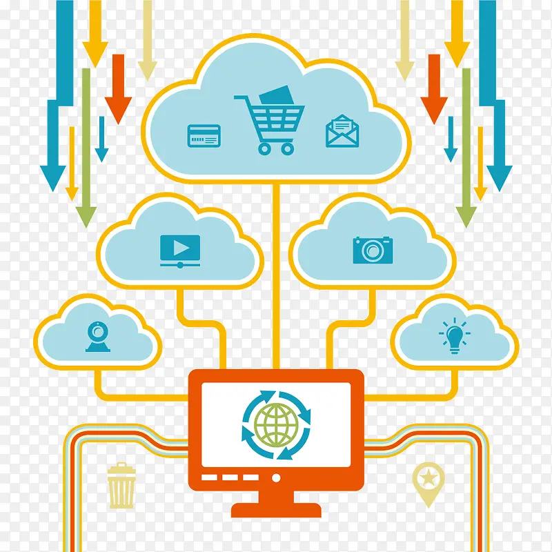 信息分类 箭头 线条 云端  