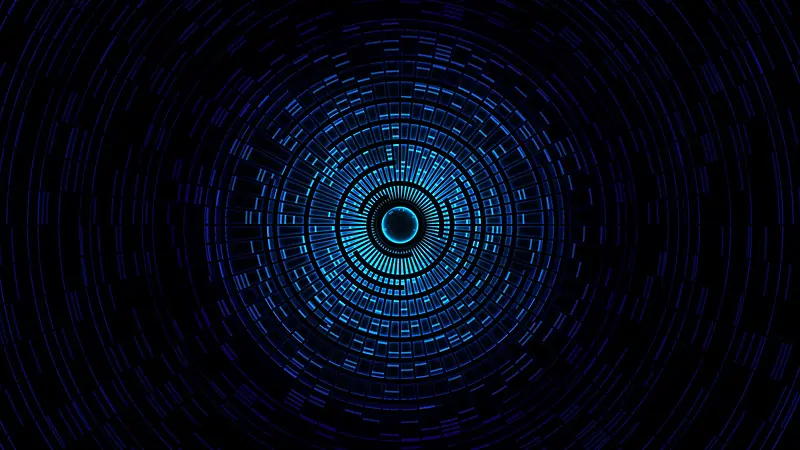 抽象的蓝色灯光隧道图