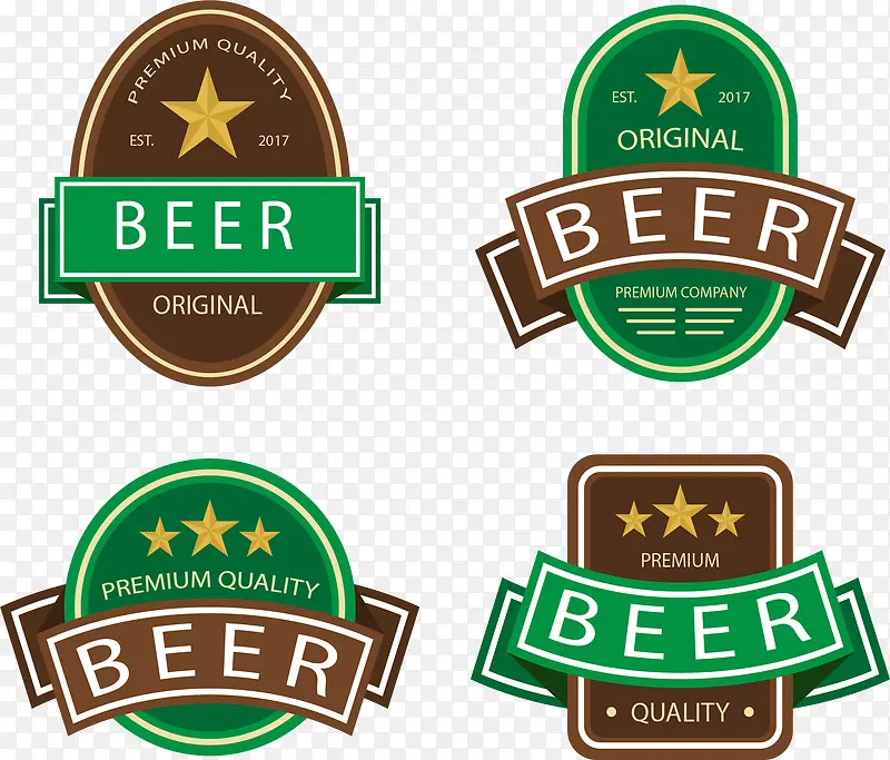 绿色星级啤酒徽章
