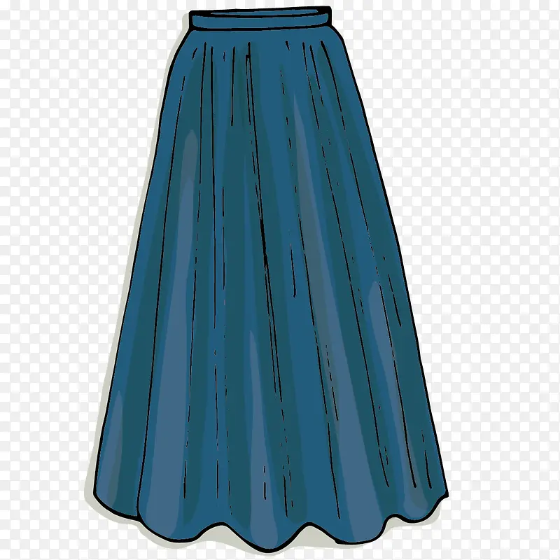 蓝色长裙矢量