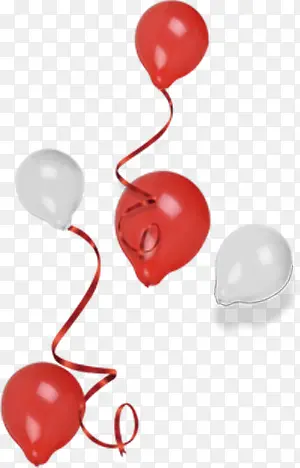 高清红白色气球丝带装饰