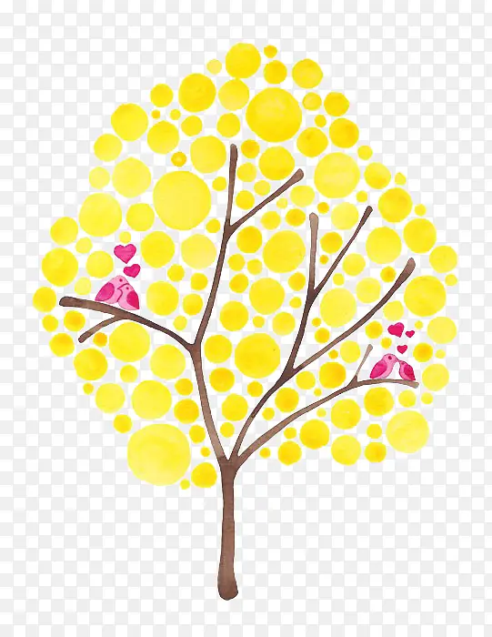 手绘黄色创意树