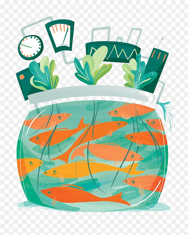卡通金鱼鱼缸