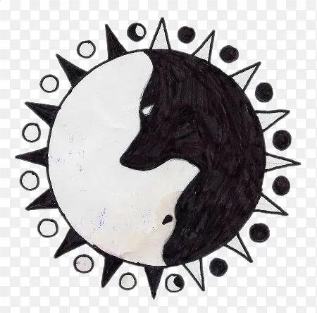 黑白狼效仿阴阳标志