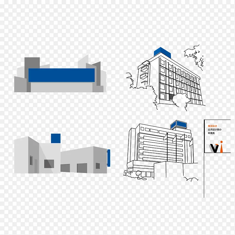 环境类建筑效果图矢量模板