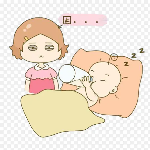 卡通宝宝吃奶瓶睡觉