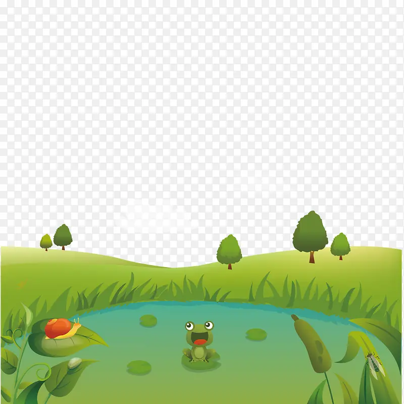 矢量绿地和青蛙