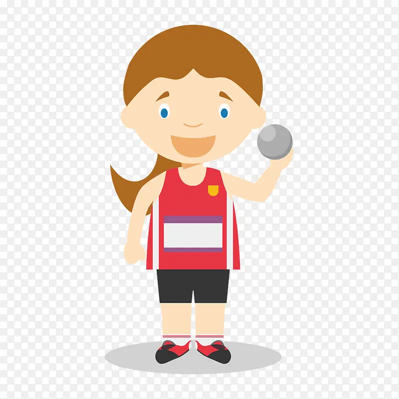卡通铅球运动员少女