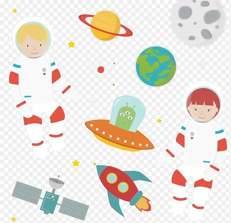 宇航员火箭飞碟海报展板图案