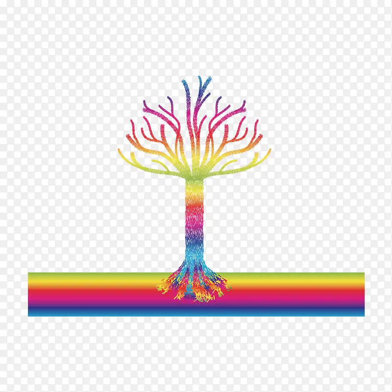 彩色树干和彩色土地