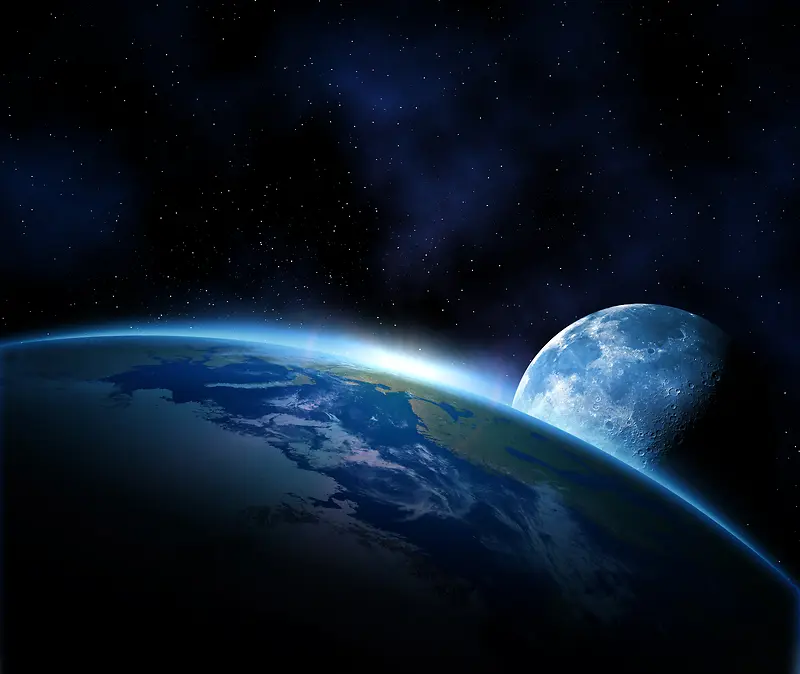 宇宙中的月球地球海报背景