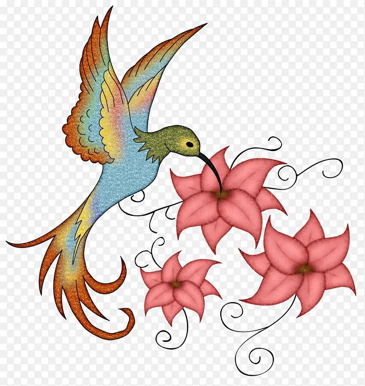 啄木鸟与花朵
