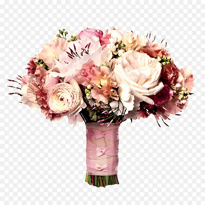 新娘手捧花粉色鲜花