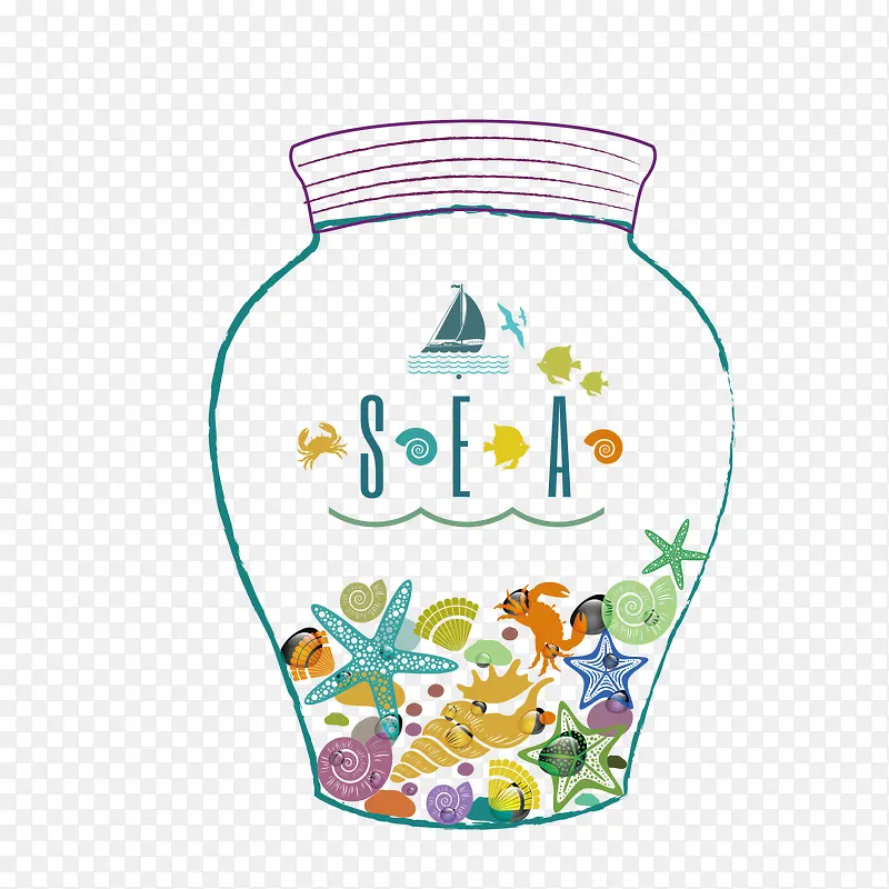 矢量瓶子和海鲜