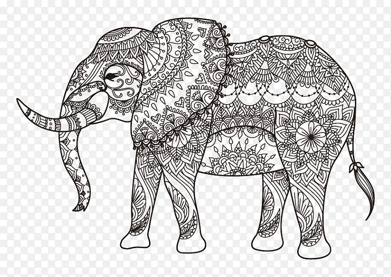 大象线性绘画