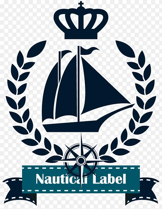 矢量帆船航海标签
