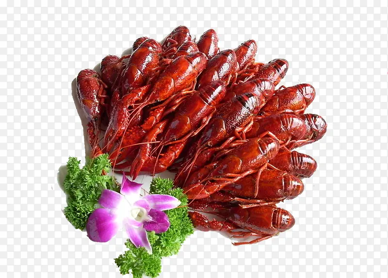 龙虾配花素材