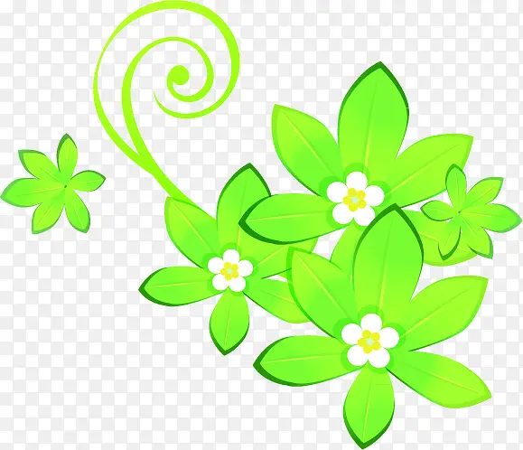 绿色淡雅清爽花朵设计