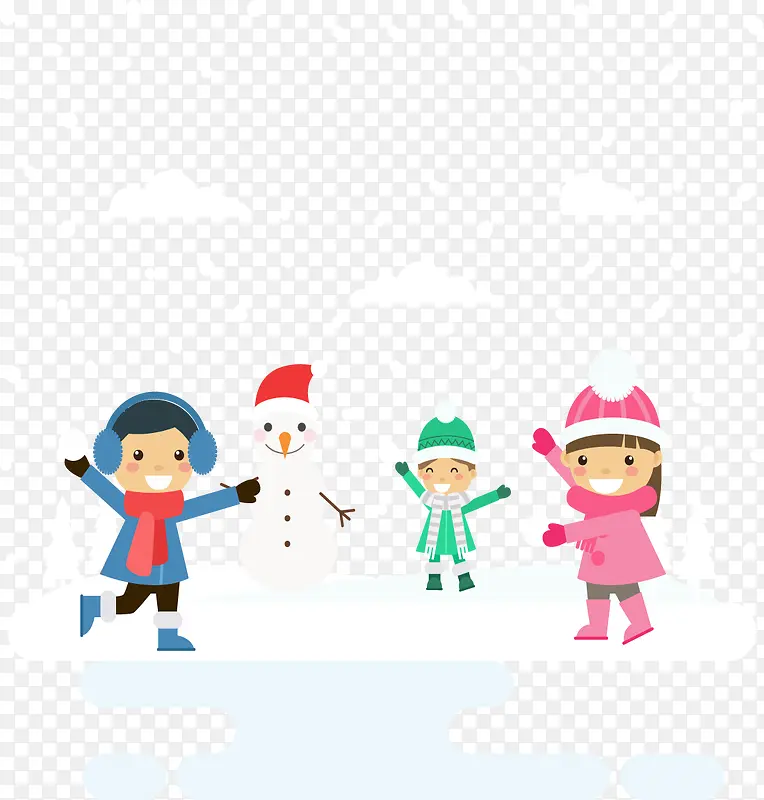 冬日雪景和孩子