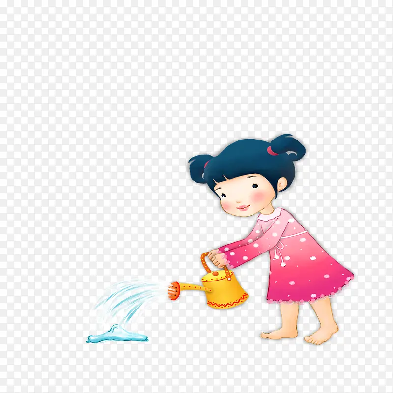 浇水的小女孩