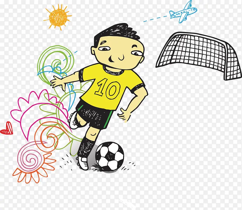 儿童足球玩耍卡通海报促销素材