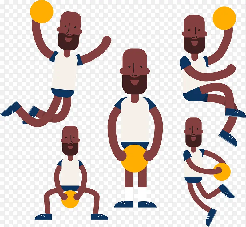 5款黑人篮球运动员矢量素材