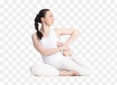 穿白色衣服在做瑜伽的人