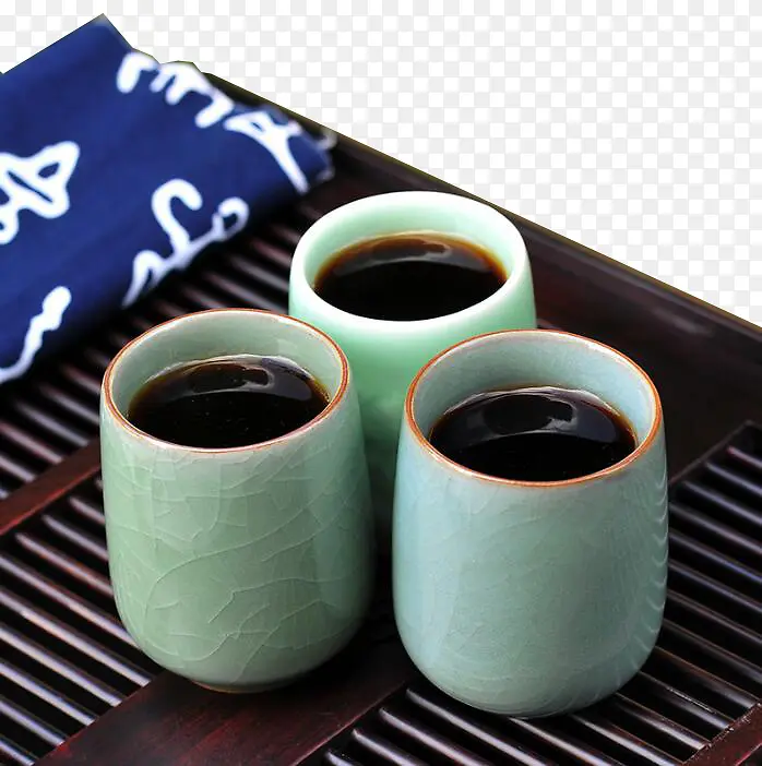 抹布和茶杯青瓷