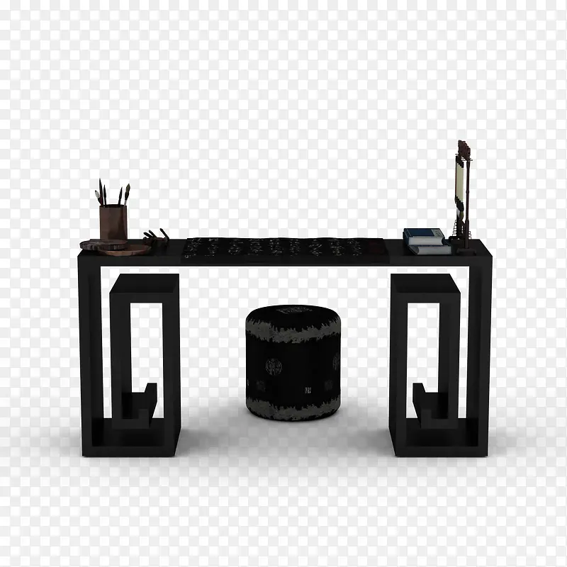 黑色简单古典中式书桌