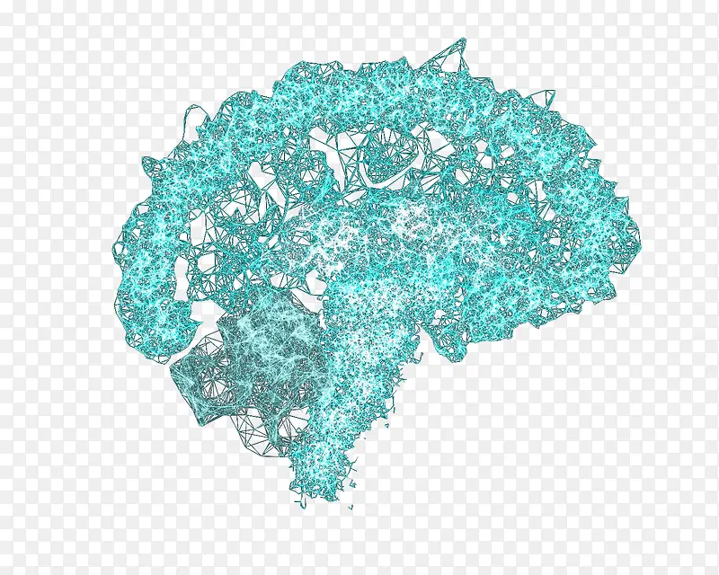 蓝色发光的脑线条图案