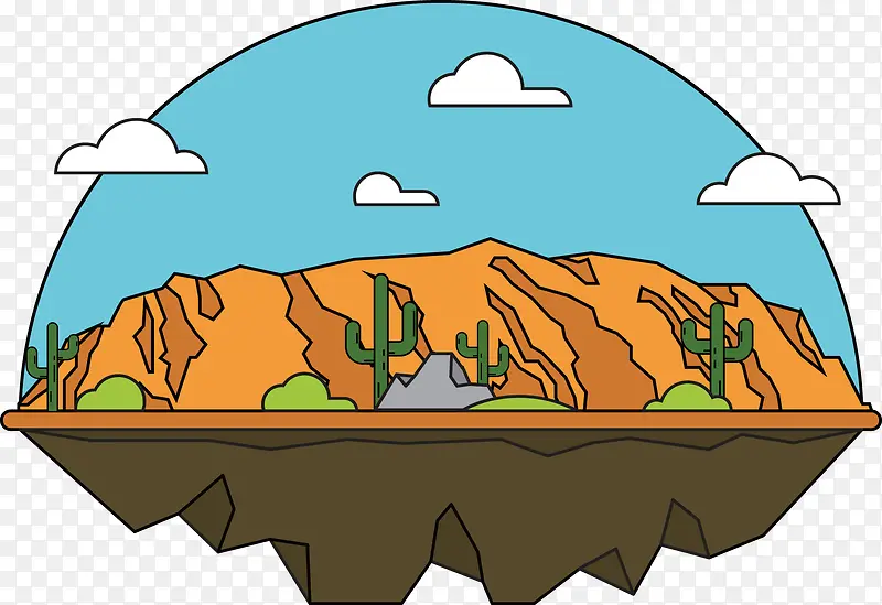 可爱戈壁沙漠手绘插图矢量