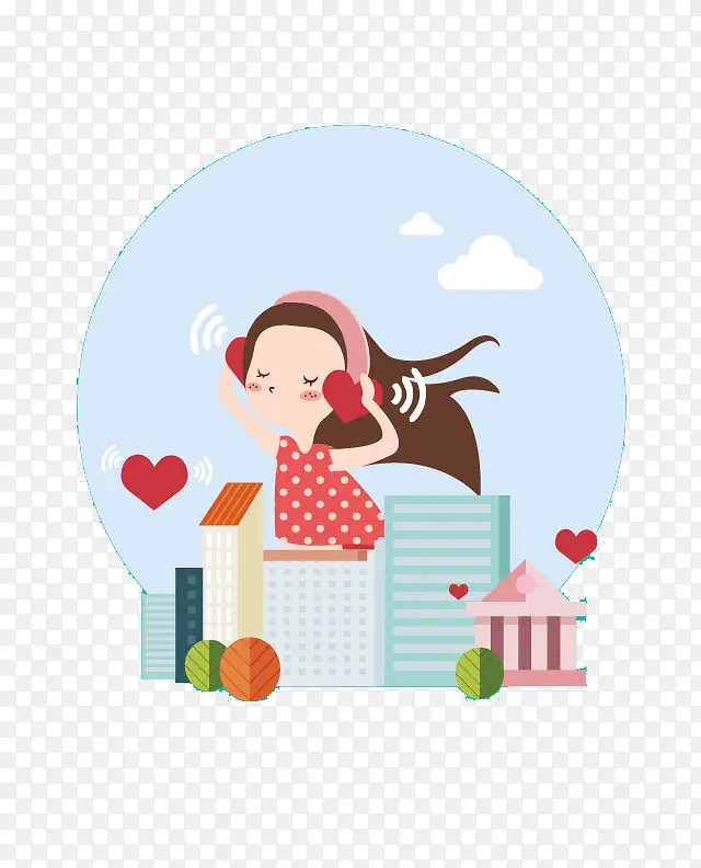 听音乐的小女孩