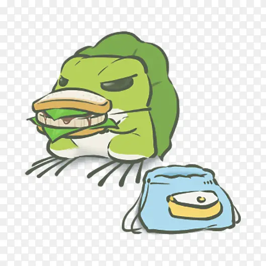 吃三明治的可爱青蛙