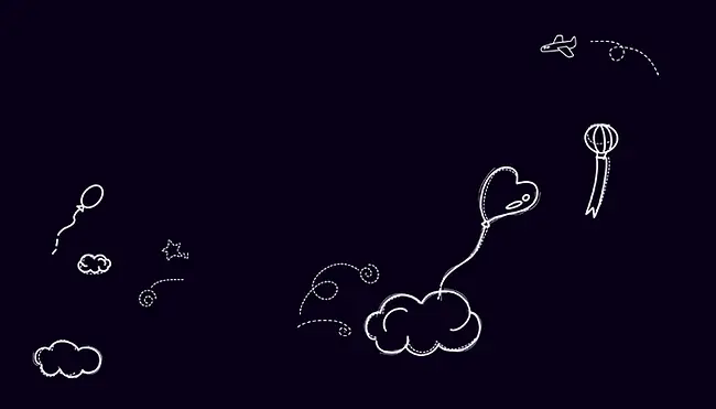 白线条气球云朵图案
